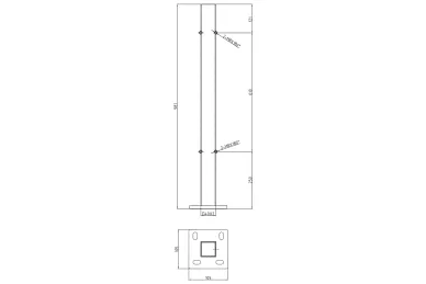 PSG N31.B2469.4ES Słupek środkowy 40x40x981mm, 4 otwory z gwintem M8, moc.w podłogę (aisi304, syst.40x40, satyna)