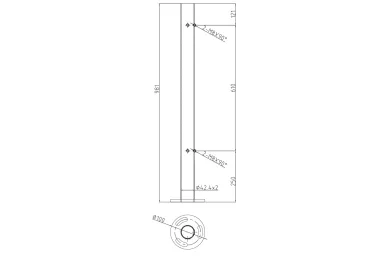 PSG N31.B2471.4ES Słupek narożny 40x40x981mm, 4 otwory z gwintem M8, moc.w podłogę (aisi304, syst.40x40, satyna)