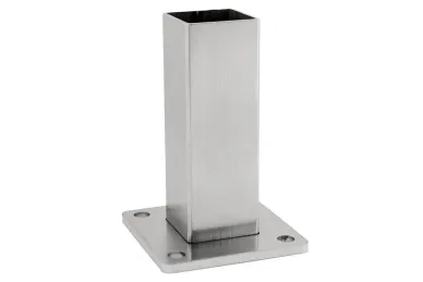 PSG N41.2102.4US Podstawa słupa drewnianego 40x40x2x120mm, z podstawą montaż. 80x80x5mm, 4 otw.montaż fi 9mm (aisi304, syst.42,4, satyna)