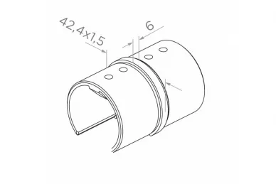 PSG N51.1003.4BS Straight connector for glass-mounted handrail 42.4x1.5xH6mm (AISI 304, 42.4 system, satin)