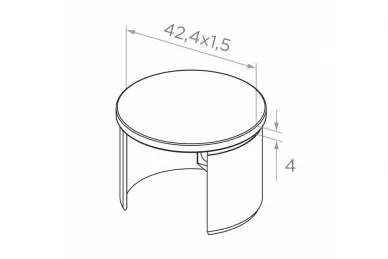 PSG N51.1006.4BS Zaślepka płaska pochwytu 42,4x1,5mm, wklejana, H 4mm (aisi304, syst.42,4, satyna)