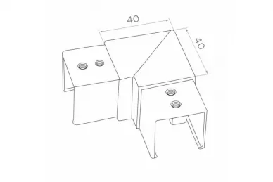 PSG N52.1002.4XS Kolano ostre poziome 90° do pochwytu nakładanego na szkło 40x40x1,5xH50mm (aisi304, syst.40x40, satyna)