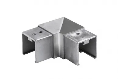 PSG N52.1002.4XS Sharp horizontal 90° elbow for glass-mounted handrail 40x40x1.5xH50mm (AISI 304, 40x40 system, satin)