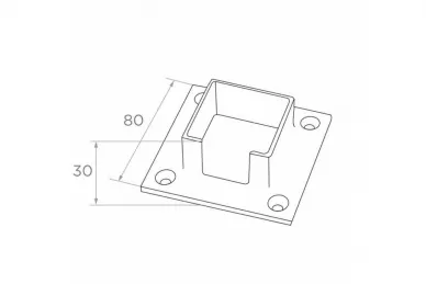 PSG N52.1004.4XS Handrail mounting flange 40x40mm, D80xH28mm, wall-mounted (AISI 304, 40x40 system, satin)