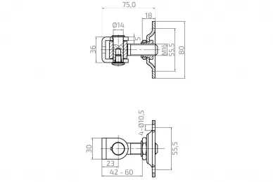 PSG N61.0116.4UR Zawias regulowany do bram skrzydłowych m16 z szyldem 80x80x4 mm - aisi304, surowy