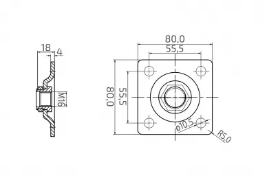 PSG N61.P116.4UR Copritela per cerniera regolabile M16 con copritela