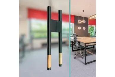 PSG N64.P3DO90500.4UM Double-sided round handrail 90°, black, 30x500mm (AISI 304, universal, painted+wood)