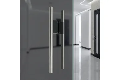 PSG N64.P4DO90500.4US Double-sided round handrail 90°, black bracket, 30x500mm (AISI 304, universal, satin)