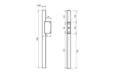 PSG N64.P5DO90500.4UM Pochwyt dwustronny okrągły 90°, czarny, 30x500mm (aisi304, uniwersalny, malowany)