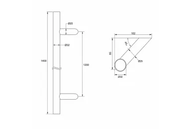 PSG N64.PDO451400.4UM Pochwyt-antaba dwustronny okrągły czarny 45°, 32x1400mm (aisi304, uniwersalny, malowany)