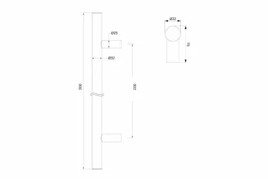 PSG N64.PDO90300.4US Pochwyt dwustronny okrągły fi 32 (90°), 200x300 mm (aisi304, uniwersalny, satynowy)