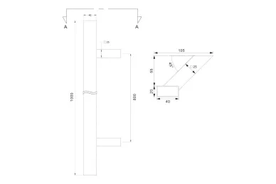 PSG N64.PDP451000.4US Pochwyt-antaba dwustronny prostokątny 45°, 20x40x1000mm (aisi304, uniwersalny, satyna)