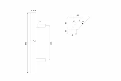 PSG N64.PDP45500.4UM Double-sided rectangular handrail 40x20mm/300x500mm, black, (45°), (AISI 304, universal, satin)