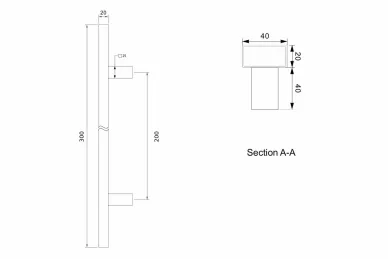 PSG N64.PDP90300.4UM Double-sided rectangular handrail 40x20/200x300 mm, black (90°), (AISI 304, universal, satin)
