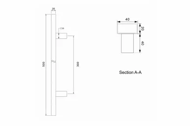 PSG N64.PDP90500.4US Double-sided rectangular handrail 40x20x300x500 mm (90°), (AISI 304, universal, satin)