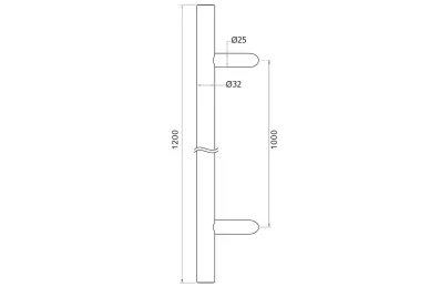 PSG N64.PJO451200.4UM Pochwyt do drzwi jednostronny, okrągły, mocowanie 45° – 32X1200 mm (aisi 304, uniwersalny, czarny)