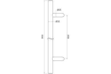 PSG N64.PJO45800.4US Pochwyt do drzwi jednostronny, okrągły, mocowanie 45° – 32X800 mm (aisi 304, uniwersalny, satyna)