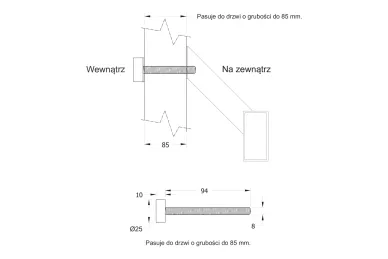 PSG N64.PJP451000.4UM Pochwyt do drzwi jednostronny, prostokątny, mocowanie 45° – 20X40X1000 mm (aisi 304, uniwersalny, czarny)