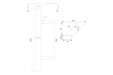 PSG N64.PJP451200.4US Pochwyt-antaba jednostronny prostokątny 45°, 20x40x1200mm (aisi304, uniwersalny, satyna)