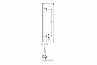 PSG N64.PJP90300.4UM Pochwyt do drzwi jednostronny, prostokątny, mocowanie 90° - 200 x 300 mm, czarny (aisi304, uniwersalny, malowany)