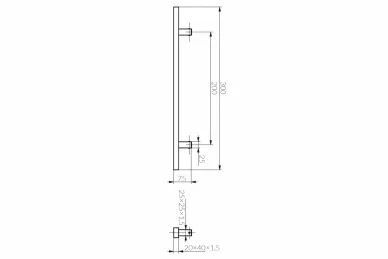 PSG N64.PJP90300.4US Single-sided rectangular door handrail, 90° mounting - 200 x 300 mm (AISI304, universal, satin)