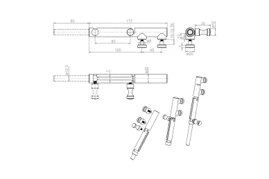 PSG N64.R2012.4US Glass gate bolt, diameter 20 mm, height 177 mm (AISI304, universal, satin)