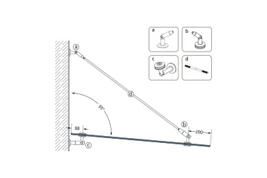 PSG N75.3Z10.4US Glass canopy system M10, 3-piece, for 10 mm dia. tie rod, glass 8-17.52 mm (AISI304, universal, satin)