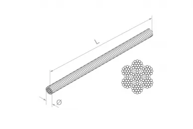 PSG N92.05050.6UR Linka stalowa fi 5mm, splot 7x19, szpula 50m (aisi316, uniwersalny)