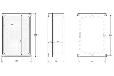 Pulsar AWB281913 ABS Enclosure ABS 280x190x130, waterproof with plastic screws closing and base board