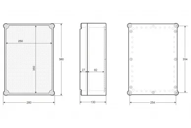 Pulsar AWB382813 ABS Enclosure 380x280x130, waterproof with plastic screws closing and base board