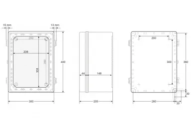 Pulsar AWB403020 ABS Enclosure 400x300x200, waterproof with plastic hinges closing and base board