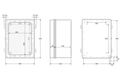 Pulsar AWB504020 ABS Enclosure 500x400x200, waterproof with plastic hinges closing and base board