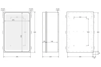 Pulsar AWB604022 ABS Enclosure 600x400x220, waterproof with plastic hinges closing and base board