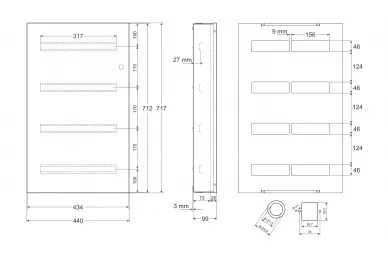 Pulsar AWO557P 2x4 DIN Rail enclosure
