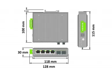 Pulsar ISFE64 Industrial PoE switch ISFE64 2,5/10G (4xPoE, 2xSFP)