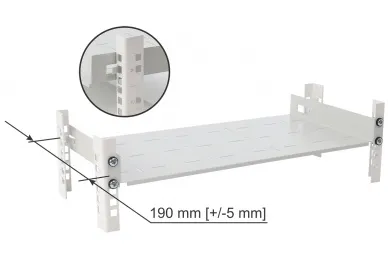Pulsar RAPD-1U235-G 1U depth shelf with foldable side support for RACK 19’’ cabinets, 445×235, grey
