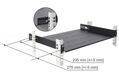 Pulsar RAPD-1U305-B Półka doczołowa 1U z podporą tylną, do szaf RACK 19’’ 445x305, czarna