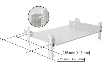 Pulsar RAPD-1U305-G 1U depth shelf with foldable side support for RACK 19’’ cabinets, 445×305, grey