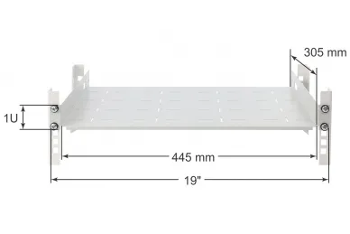 Pulsar RAPD-1U305-G Półka doczołowa 1U z podporą tylną, do szaf RACK 19’’ 445x305, szara