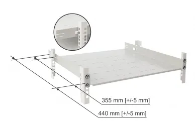 Pulsar RAPD-1U460-G 1U depth shelf with foldable side support for RACK 19’’ cabinets, 445×460, grey