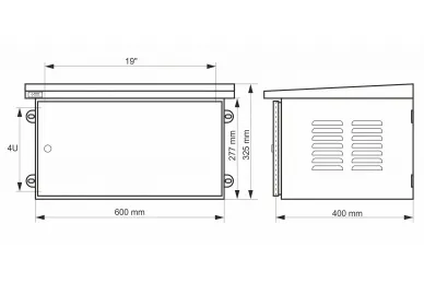 Pulsar RK464-G Szafa RACK 4U / 19” wisząca wandaloodporna 600x400 szara