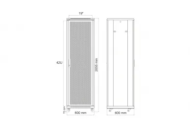 Pulsar RS4266P 42U RACK cabinet with perforated door, floor standing, ready to assemble 600x600