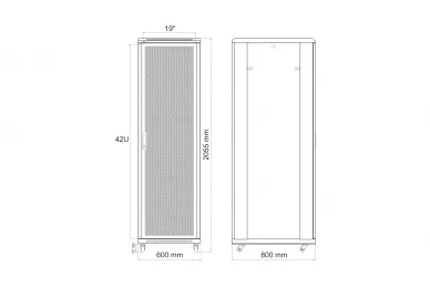 Pulsar RS4268P Szafa RACK 42U stojąca do złożenia 600x800, drzwi z perforacją