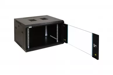 Pulsar RW664 RACK 19'' 6U 450mm schwarz mit Glastür, montiert