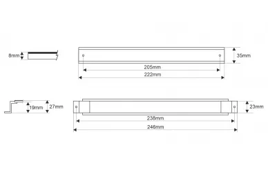 Pulsar TH35-222 TH35 (DIN) rail kit, width 222mm