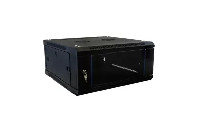 RACK 19'' 4U 600mm schwarz mit Glastür zur Montage