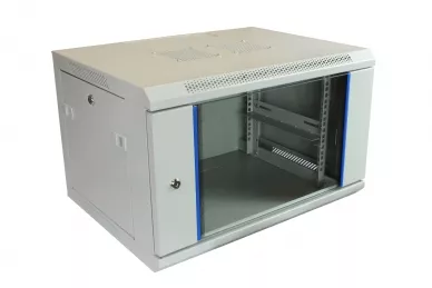 Rack 19'' 6U 450 mm grigio con porta in vetro