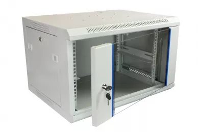Rack 19'' 6U 450 mm grigio con porta in vetro