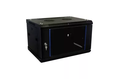 RACK 19'' 6U 450mm schwarz mit Glastür zur Montage