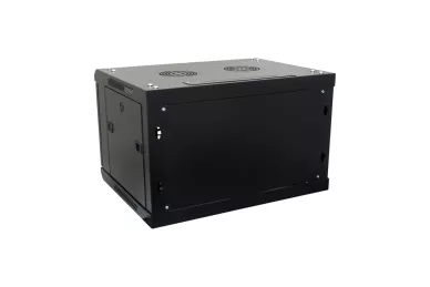 RACK 19'' 6U 450mm schwarz mit Glastür zur Montage